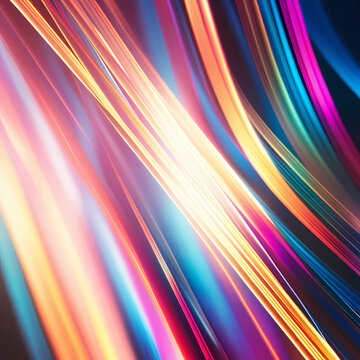 flowing multicolor lines of light, blurred lines of light, a beam of thin lines of light in different colors