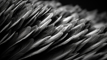 Naklejka na ściany i meble Photo of feather, black and white background