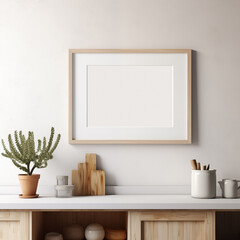 White Scandinavian farmhouse kitchen mockup interior background