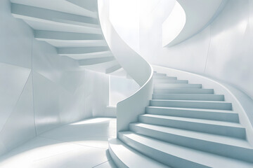 Spiraling Staircase in Luminous White Space