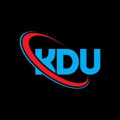 KDU logo. KDU letter. KDU letter logo design. Initials KDU logo linked with circle and uppercase monogram logo. KDU typography for technology, business and real estate brand.