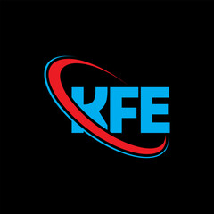 KFE logo. KFE letter. KFE letter logo design. Initials KFE logo linked with circle and uppercase monogram logo. KFE typography for technology, business and real estate brand.