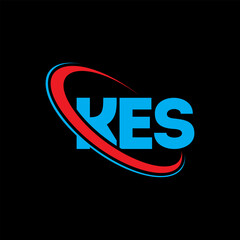 KES logo. KES letter. KES letter logo design. Initials KES logo linked with circle and uppercase monogram logo. KES typography for technology, business and real estate brand. - obrazy, fototapety, plakaty