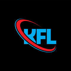 Fototapeta na wymiar KFL logo. KFL letter. KFL letter logo design. Initials KFL logo linked with circle and uppercase monogram logo. KFL typography for technology, business and real estate brand.