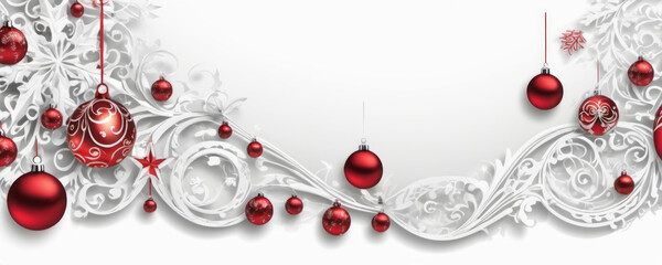 Festive Christmas Ornaments on Snowy Design