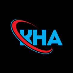 KHA logo. KHA letter. KHA letter logo design. Initials KHA logo linked with circle and uppercase monogram logo. KHA typography for technology, business and real estate brand.