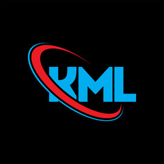 KML logo. KML letter. KML letter logo design. Initials KML logo linked with circle and uppercase monogram logo. KML typography for technology, business and real estate brand.
