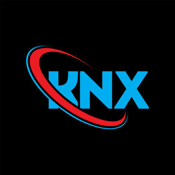 KNX logo. KNX letter. KNX letter logo design. Initials KNX logo linked with circle and uppercase monogram logo. KNX typography for technology, business and real estate brand.