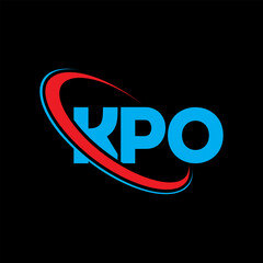 KPO logo. KPO letter. KPO letter logo design. Initials KPO logo linked with circle and uppercase monogram logo. KPO typography for technology, business and real estate brand.