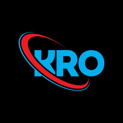 Fototapeta na wymiar KRO logo. KRO letter. KRO letter logo design. Initials KRO logo linked with circle and uppercase monogram logo. KRO typography for technology, business and real estate brand.