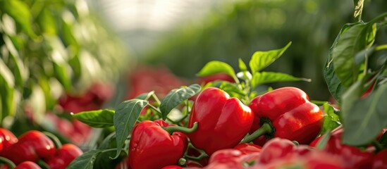 Red bell peppers grown in a Dutch greenhouse.