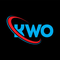 KWO logo. KWO letter. KWO letter logo design. Initials KWO logo linked with circle and uppercase monogram logo. KWO typography for technology, business and real estate brand.