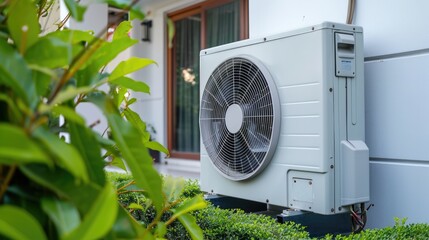 Air source heat pump installed in a residential building