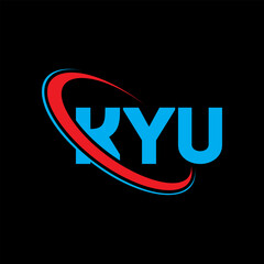 Fototapeta na wymiar KYU logo. KYU letter. KYU letter logo design. Initials KYU logo linked with circle and uppercase monogram logo. KYU typography for technology, business and real estate brand.