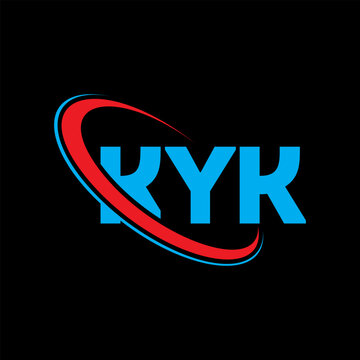 KYK logo. KYK letter. KYK letter logo design. Initials KYK logo linked with circle and uppercase monogram logo. KYK typography for technology, business and real estate brand.