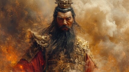 Chinese Gods Adorned in Plate Armor Amidst the Clouds
