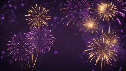Colorful fireworks of various colors over night sky background, celebration concept