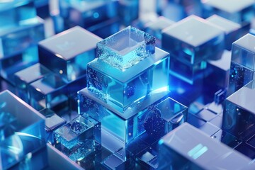 Fototapeta premium Reflective Cubes in Iridescent Tones