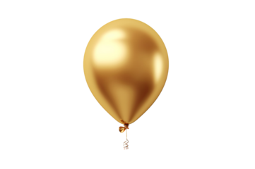 Golden balloon isolated on transparent background PNG