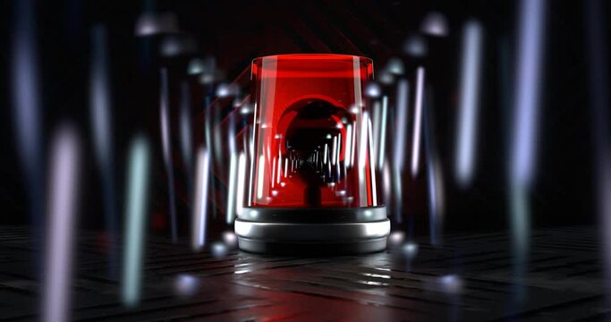 Rotating flasher police ambulance red light, soft focus effect glare ghosts, 3D render.
