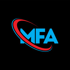 MFA logo. MFA letter. MFA letter logo design. Initials MFA logo linked with circle and uppercase monogram logo. MFA typography for technology, business and real estate brand.