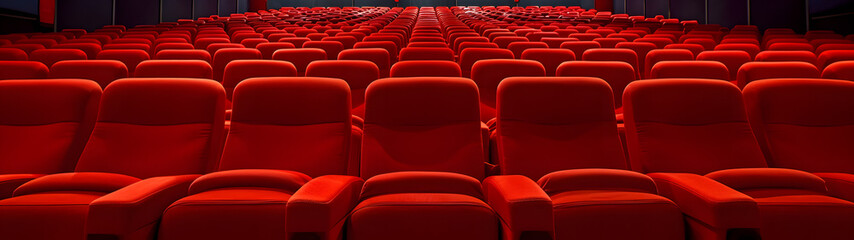 Rows of Red Seats in a Movie Theater