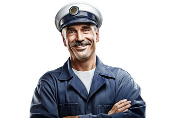 Fototapeta premium Photo of sailor worker isolated white background