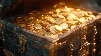 Chest with gold coins