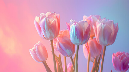 Beautiful tulips on a pastel background