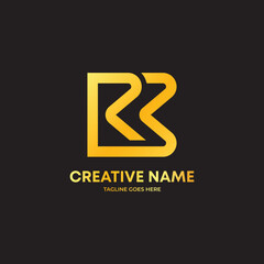 Abstract letter RB golden logo design template