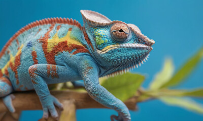 Obraz premium Chameleon sits on a branch