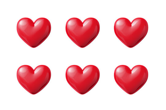 Valentine's day background with red hearts floating and isolated on transparent white background, clipping path PNG