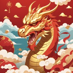 chinese new year, chinese style dragon statue, iconic dragon, wallpaper dragon, red dragon, dragon wood, ilstration dragon, sio naga, imlek tahun baru	