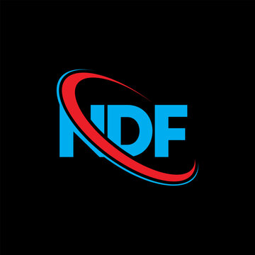 NDF logo. NDF letter. NDF letter logo design. Initials NDF logo linked with circle and uppercase monogram logo. NDF typography for technology, business and real estate brand.