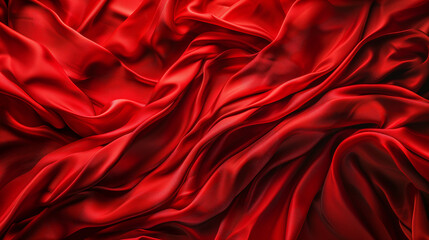 Obraz premium Red wavy satin background. Elegant and luxury fabric texture