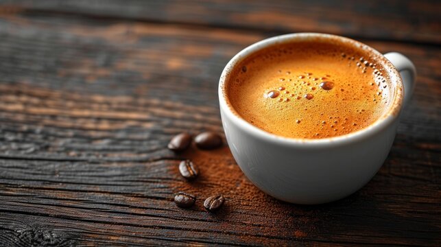 Close-up of Coffee with Milk on Dark Wooden Background AI Generated