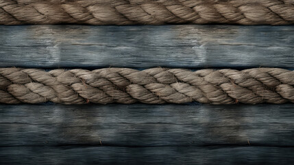 Photo of wicker rope and old wooden background