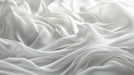 White wavy satin background. Elegant and luxury fabric texture