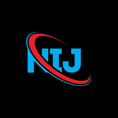 NIJ logo. NIJ letter. NIJ letter logo design. Initials NIJ logo linked with circle and uppercase monogram logo. NIJ typography for technology, business and real estate brand.