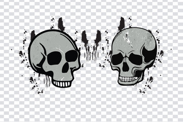 black color human skull vector illustration, human skull icon 
