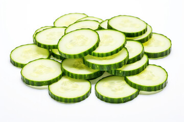 Photo of zucchini slices on white color isolated background