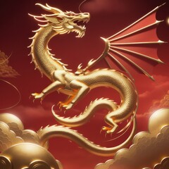 Fototapeta premium chinese new year, chinese style dragon statue, iconic dragon, wallpaper dragon, red dragon, dragon wood, ilstration dragon, sio naga, imlek tahun baru 