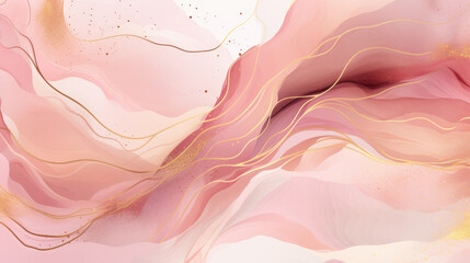 Pink and gold liquid watercolor wallpaper background