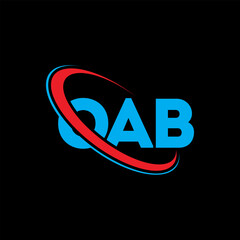 OAB logo. OAB letter. OAB letter logo design. Intitials OAB logo linked with circle and uppercase monogram logo. OAB typography for technology, business and real estate brand.