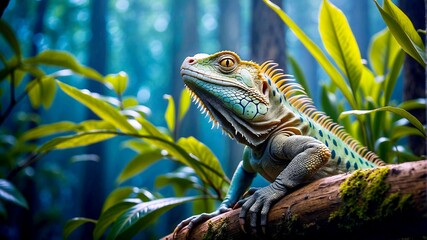 Fototapeta premium iguana on tree