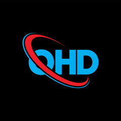 OHD logo. OHD letter. OHD letter logo design. Initials OHD logo linked with circle and uppercase monogram logo. OHD typography for technology, business and real estate brand.
