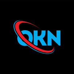 OKN logo. OKN letter. OKN letter logo design. Initials OKN logo linked with circle and uppercase monogram logo. OKN typography for technology, business and real estate brand.