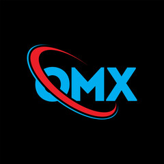 OMX logo. OMX letter. OMX letter logo design. Initials OMX logo linked with circle and uppercase monogram logo. OMX typography for technology, business and real estate brand.