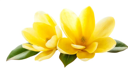 Fototapeta premium Gelbe Magnolien isoliert auf weißen Hintergrund, Freisteller