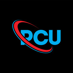 PCU logo. PCU letter. PCU letter logo design. Initials PCU logo linked with circle and uppercase monogram logo. PCU typography for technology, business and real estate brand.